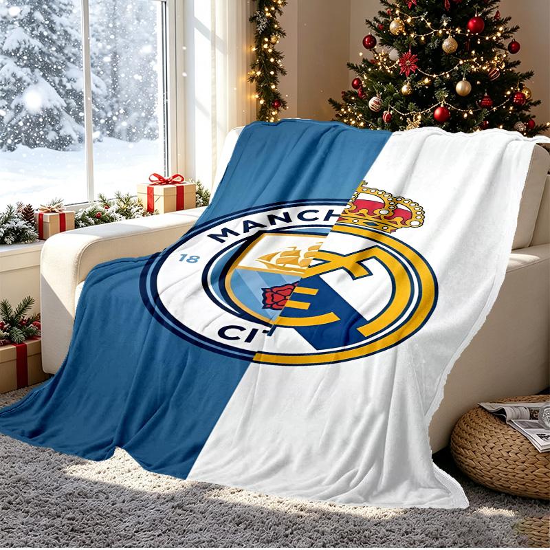 Football team Pattern Blanket for Home Decoration, Bed, Sofa, Car Travel, Camping, Suitable for All Seasons, Birthday Christmas Gift