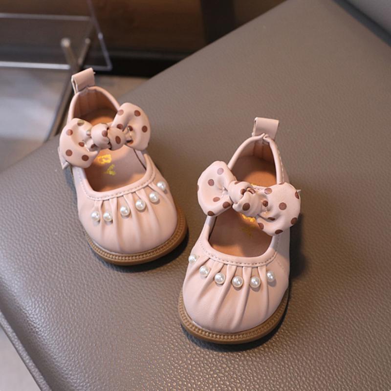 Elegant Baby Shoes Spring Autumn Sweet Kids Girls Leather Shoes Fashion Versatile Children Princess Causal Walking Flat Shoes