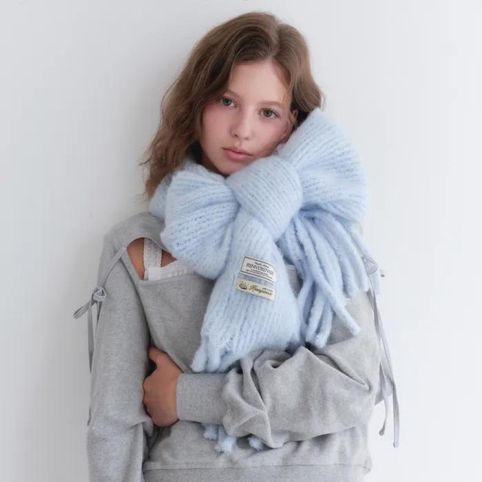 Kitten Hairy Knit Scarf [ BABY BLUE ] [M007BB]