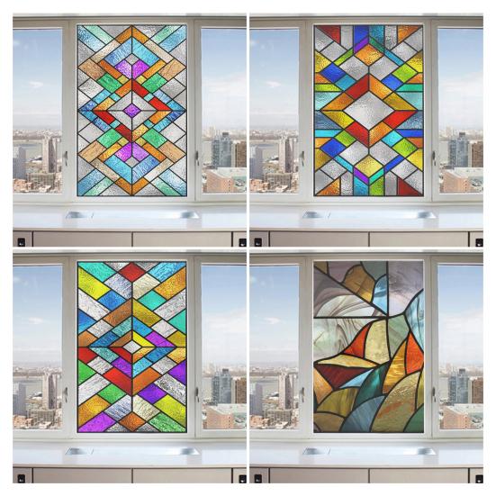Пленка для конфиденциальности витражного окна Винтажный дом Церковь Декоративная Матовая Статическая адгезия Многоразовая УФ-защита Блокировка солнца Наклейка на стекло Покрытие