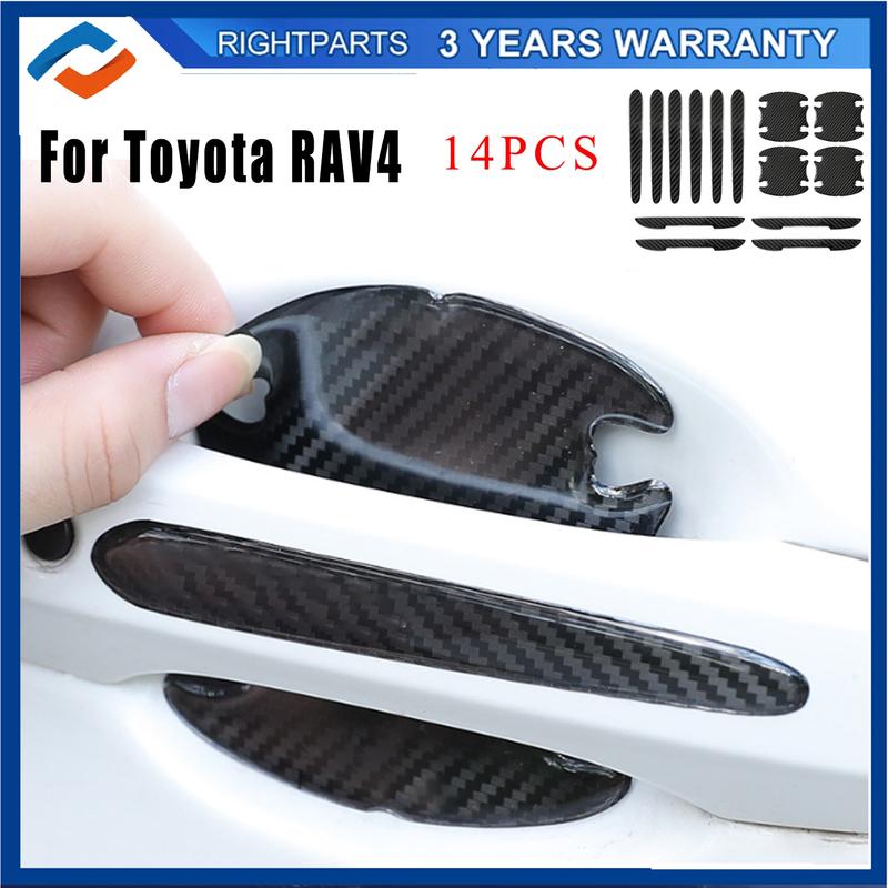 Carbon Fiber Car Anti Scratch Car Door Handle Protector Automobiles Handle Sticker For Toyota RAV4 2016-2025 Exterior Accessorie