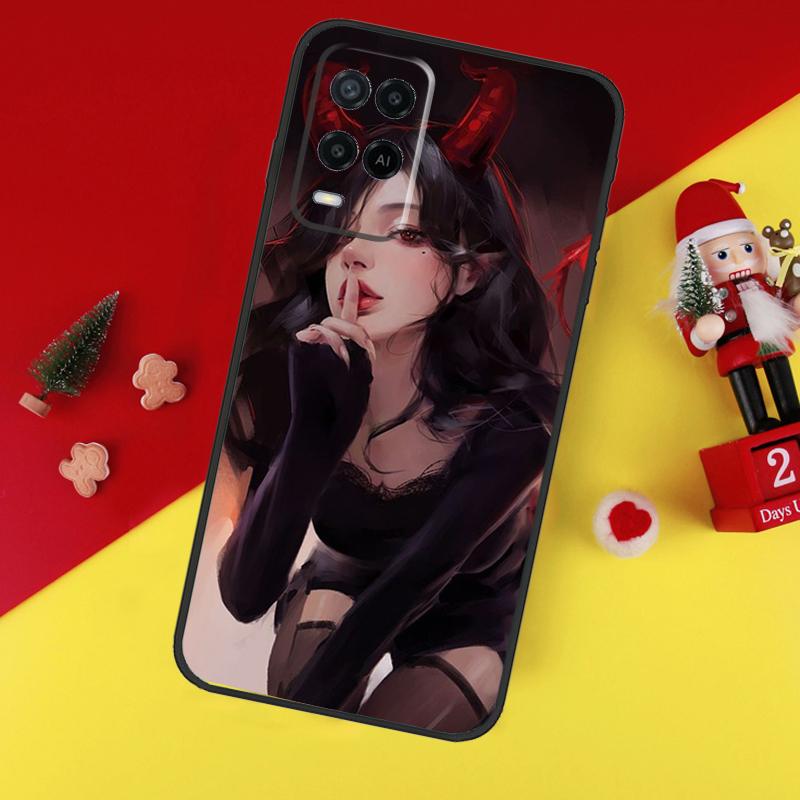 Эстетичный Чехол 'Дьяволица Плохая Девочка' Для Oppo A80 A60 A40 A15 A16 A17 A57 A94 A74 A54 A76 A96 A18 A38 A58 A78 A98 A6 A5 Pro