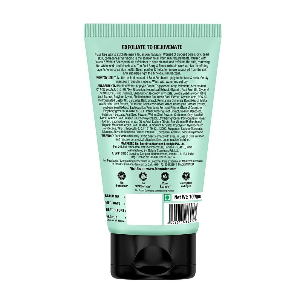 Скраб для лица с Нимом против акне (100 г), Anti-Acne Neem Face Scrub,  Man Arden