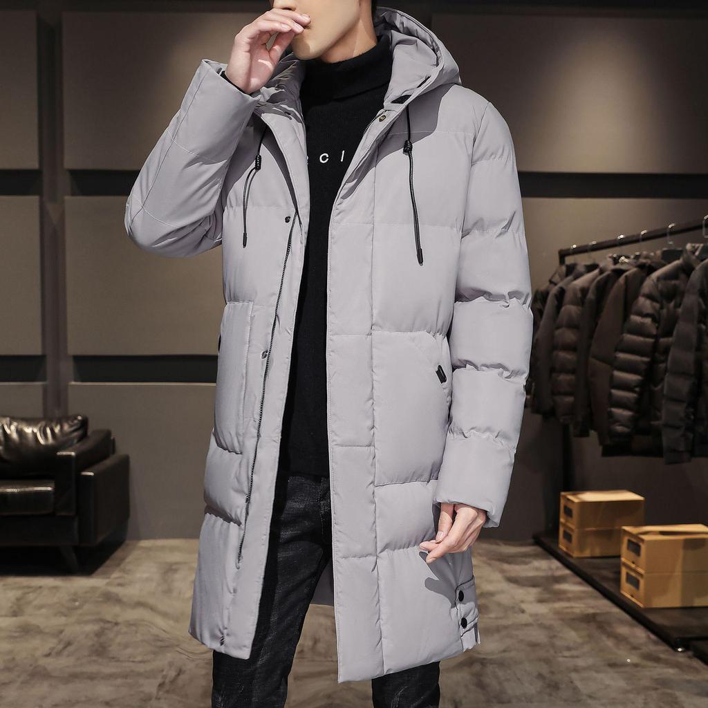 2023 Men's Winter Mid-Length Thickened Cotton Coat - Korean Style Trendy & Warm