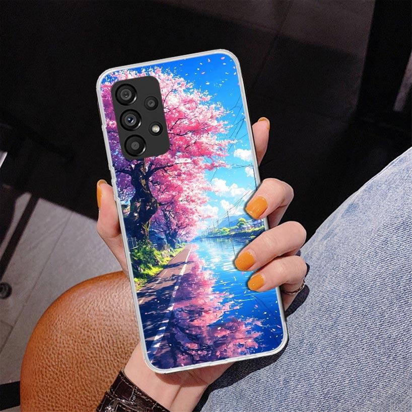 Японская вишня Гора Фудзи Чехол для телефона для Samsung Galaxy A52 A32 A22 A12 A51 A31 A50S A30S A20S A10S Note 20 Ultra 10 Plus S10 A