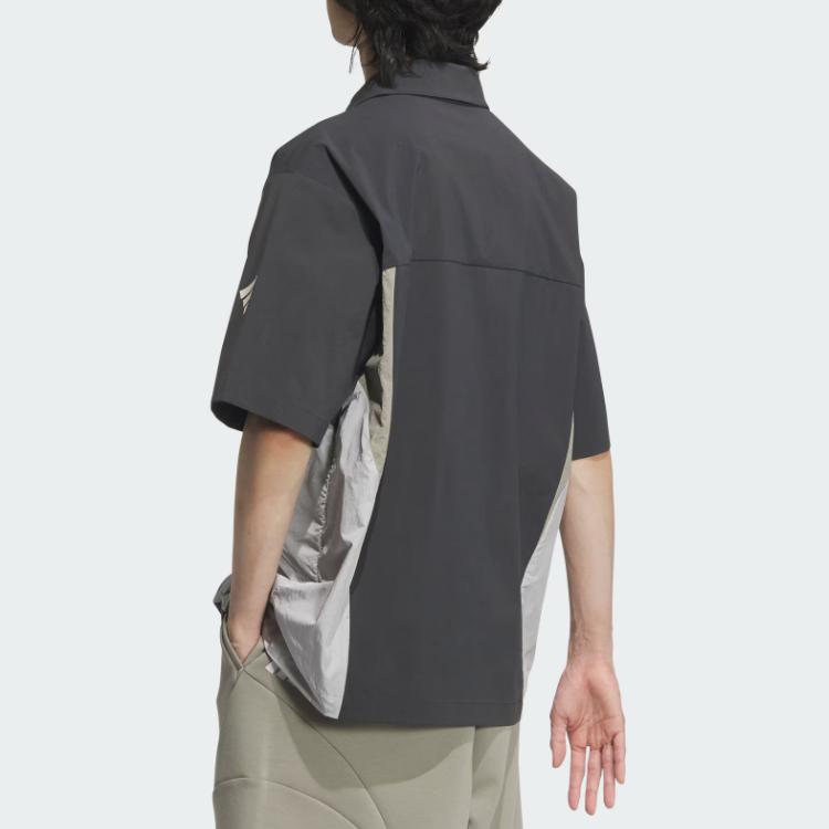 Adidas Рубашка Future Style на молнии с цветным воротником и коротким рукавом, повседневная рубашка, мужские рубашки цвета Carbon-Black JL9960