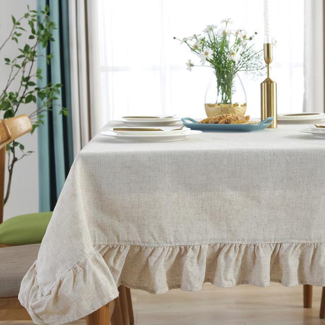 Прямоугольная скатерть из хлопка и льна, однотонная скатерть в виде лотоса, скатерть для свадебного стола, белый журнальный столик для гостиной