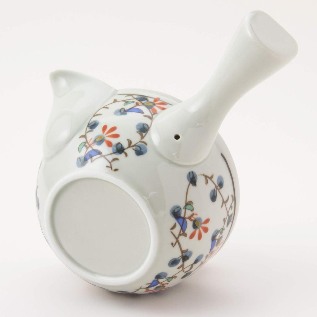 Керамика Saikai, посуда Hasami, средний чайник с парчовым цветочным узором в виде воробья, 66390