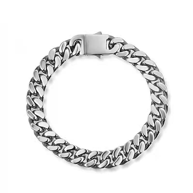 Fashionable Stainless Steel Hip-hop Cuban Bracelet Retro Punk Vacuum Electroplated Cuban Chain Bracelet Jewelry Elegant Bracelet