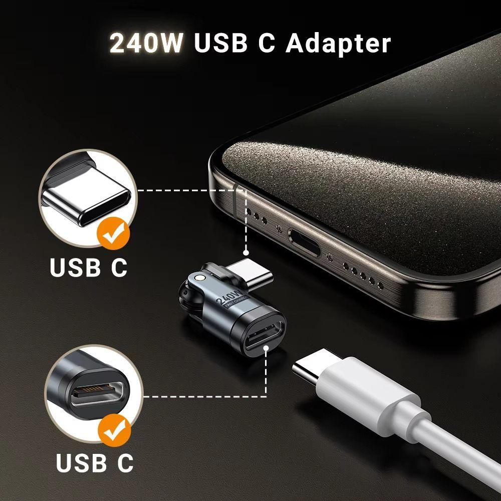 Переходник USB-C на USB-C USBC для зарядки 180 градусов Адаптер USB-A гнездо Мобильный телефон