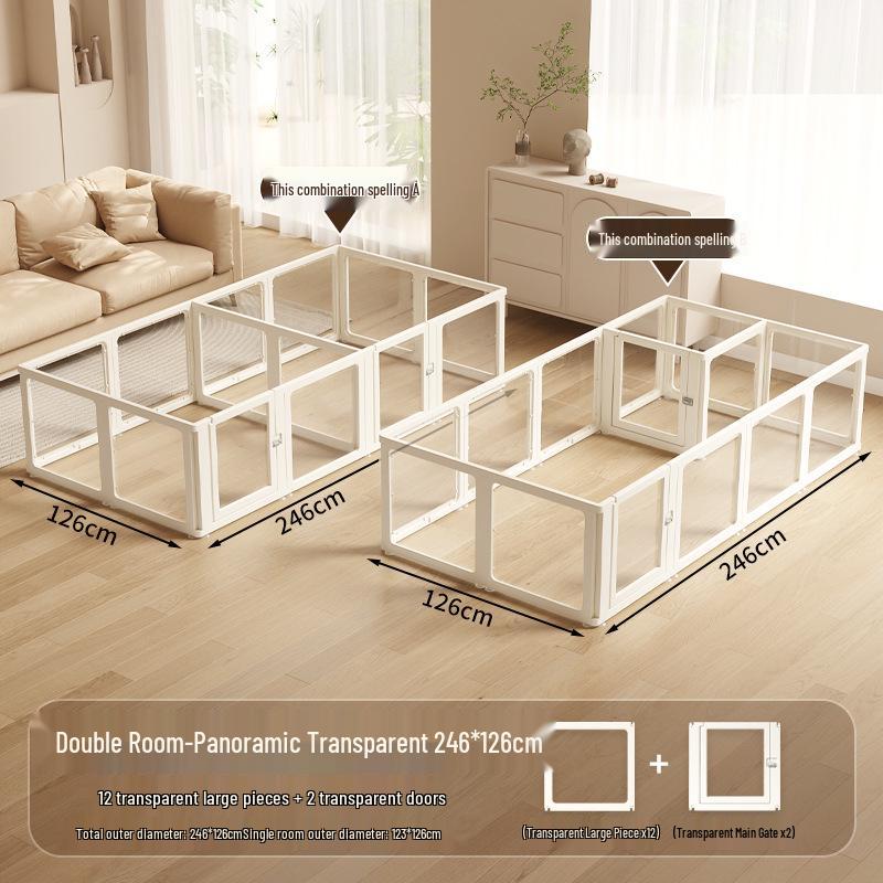 Clear Acrylic Indoor Dog Fence for Small Pets - Safety Enclosure & Dog House