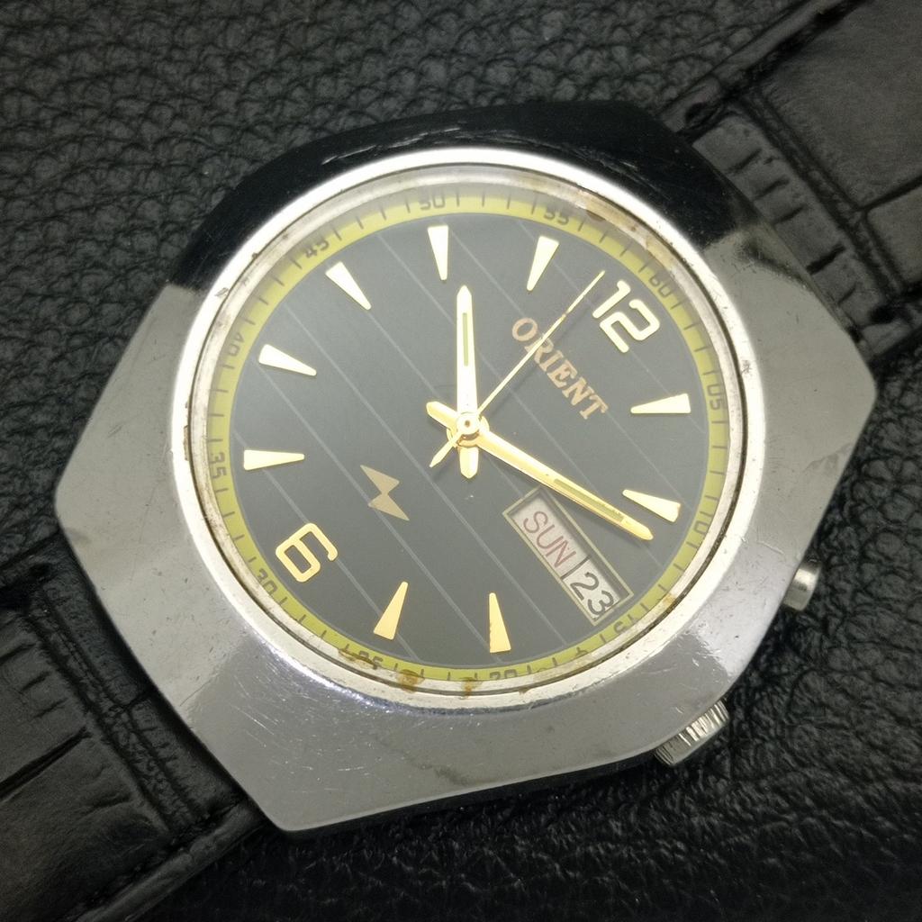 ВИНТАЖНЫЕ МУЖСКИЕ ЧАСЫ ORIENT AUTOMATIC 46941 ЯПОНИЯ С ЧЕРНЫМ ЦИФЕРБЛАТОМ a700161-5 R201-a700161