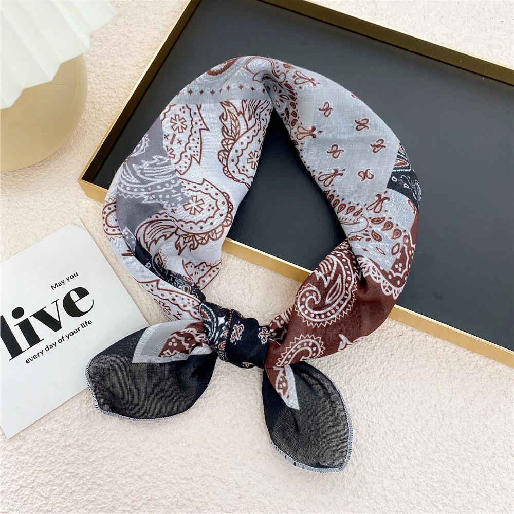 Cotton And Linen Small Square Scarf Silk Scarf Women'S Spring And Autumn New Style Artistic And Versatile Fashionable Temperament Headband Scarf