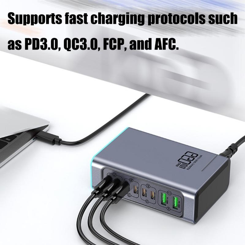 660 Вт 8-портовая станция быстрой зарядки USB C с портом PD100 Вт для ноутбуков, телефонов, планшетов, устройств. Европейские вилки. Настенное зарядное устройство