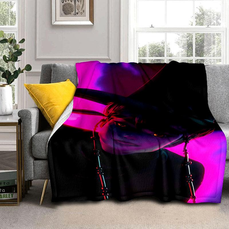 1pc Neon Witch PortraitCartoon Blanket,Portable Throw for Travel , All-Season Cozy Blanket,Ideal Gift for Christmas, BirthdaysPB006