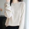 Navava Women Vintage Pearl Round Neck Long Sleeve Knit Top Nk3247