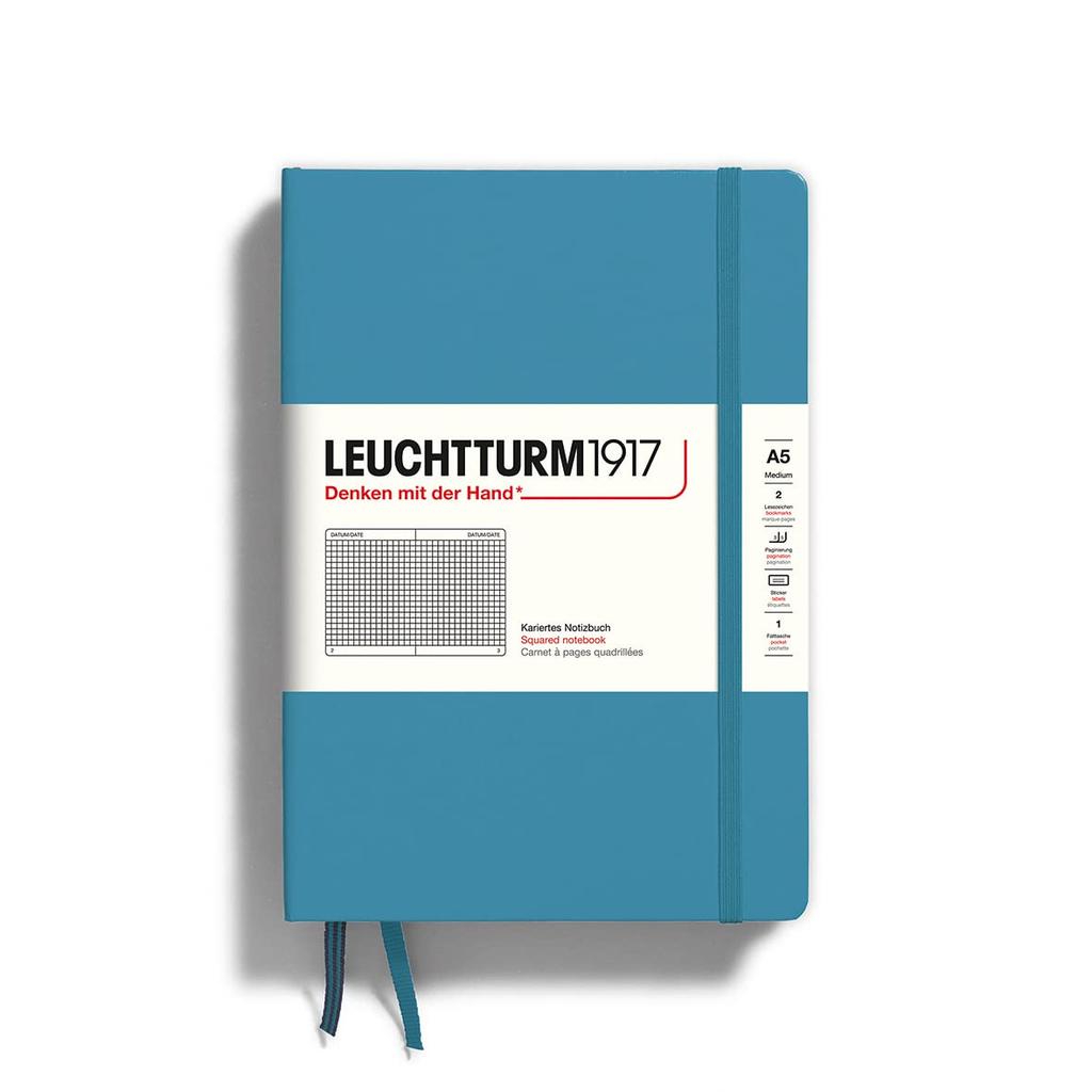 Leuchtturm A5 Notebook with Nordic Officially Imported Grid, Blue, 354585,
