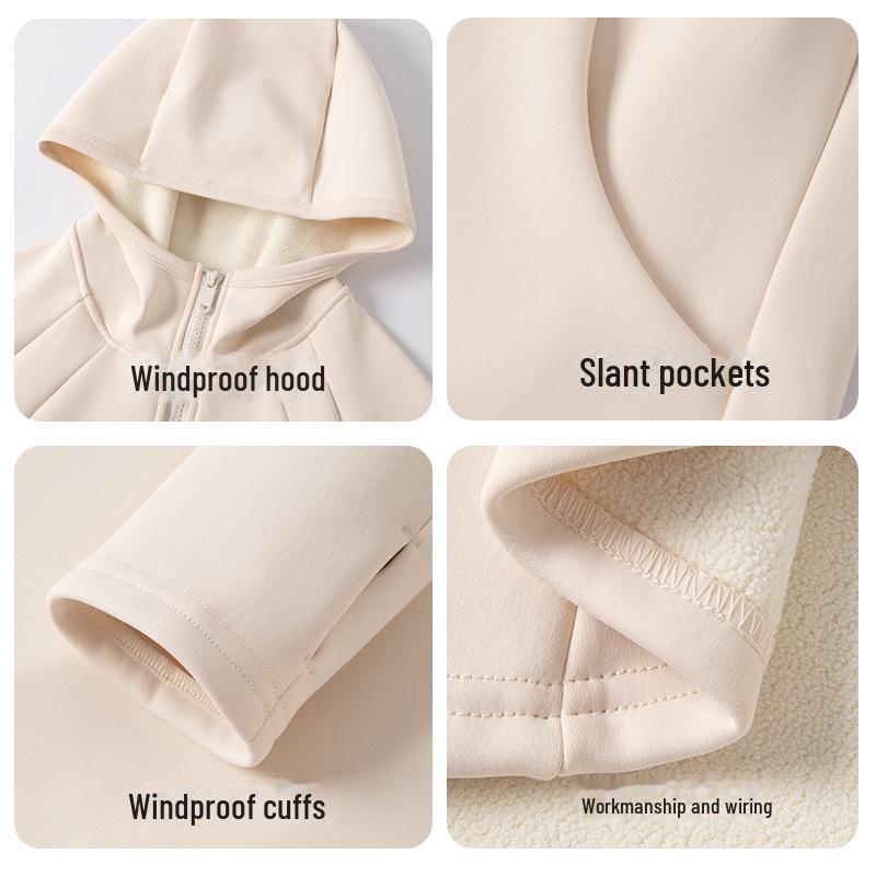 Женская облегающая куртка для йоги с капюшоном H675 - осенне-зимний бархат, утолщенная, ветрозащитная, теплый верх