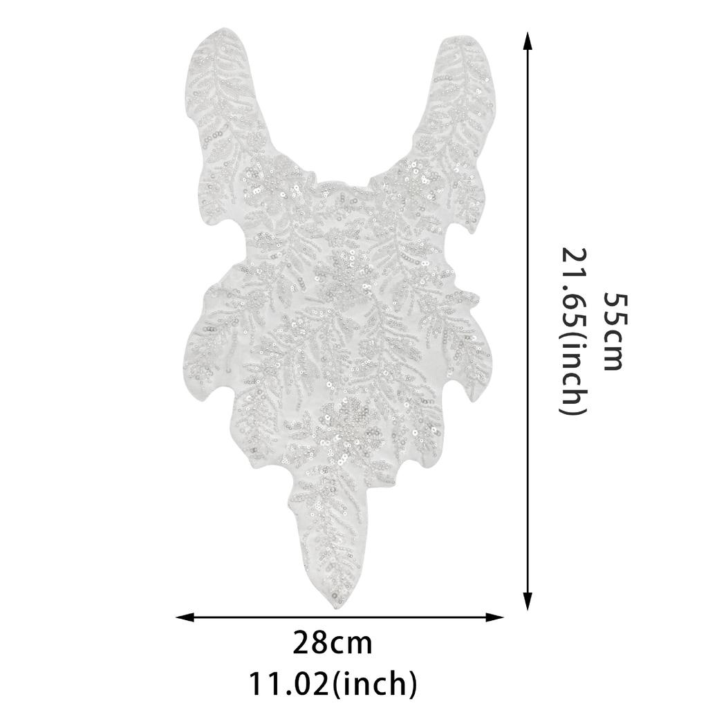 Handmade White Beaded Sequins Decorative Fake Collar Wedding Dress Pearl Front Collar Hollow Lace Accessories