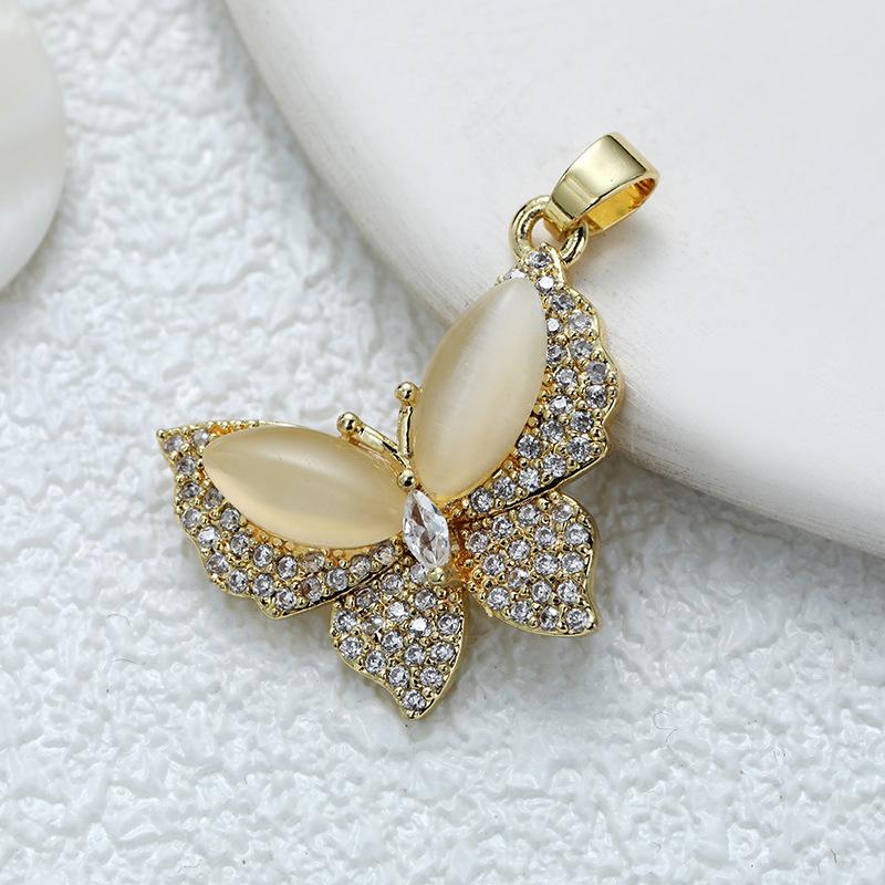 Подвеска-бабочка из позолоченной меди с цирконием для самостоятельного изготовления украшений