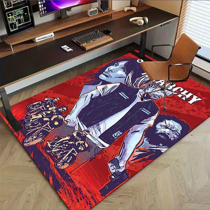 1pc Sons of Anarchy themed Office Carpet Chair Mats - durable polyester rug for home theater, office, dorm room decor - tA06
