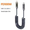 Кабель Toocki Type C на Type C 100 Вт с дисплеем, быстрая зарядка, USB C на USB C, прозрачный кабель PD для iPhone 15 Macbook