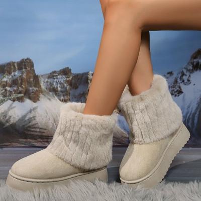 Зимние женские сапоги из замши с терморукавами, сохраняющие тепло, зимние сапоги до середины голени, удобные женские туфли на платформе, размер 41, Zapatos Mujer
