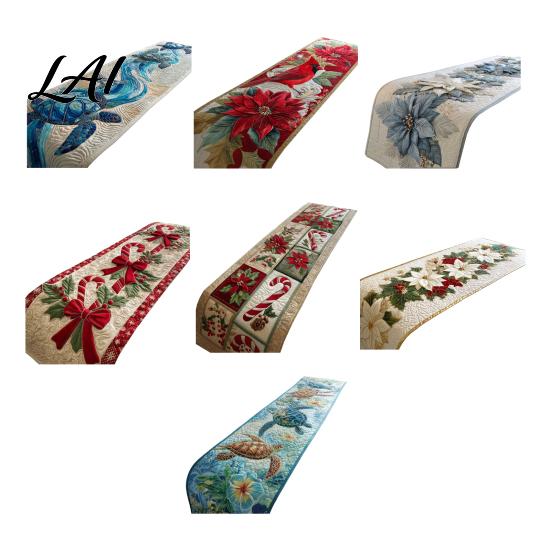 Decorative Cover for Garden Chairs Christmas Bed Runner Quilted-Look Flower Print Bedding Cover Coastal Style Extra Large Runner Queen King