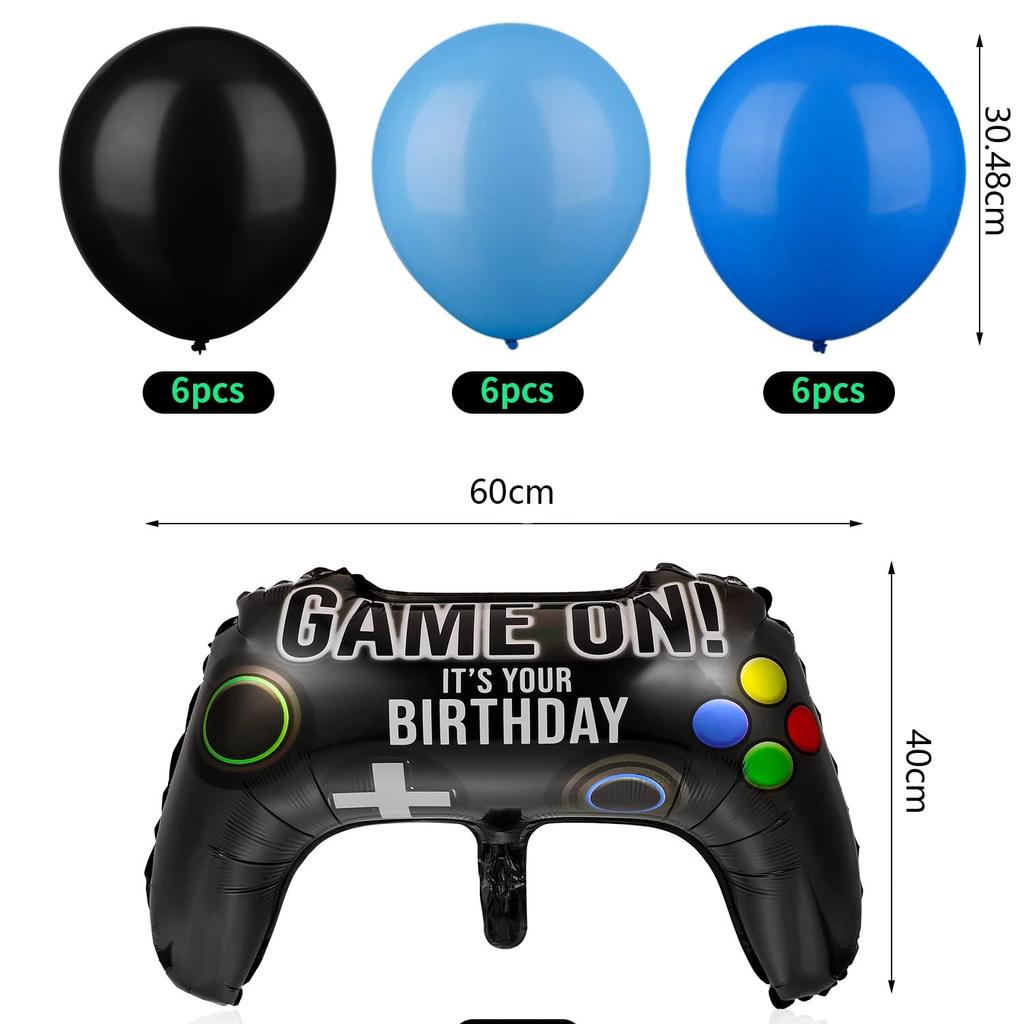 Воздушные шары Видеоигра Воздушные шары Набор украшений для вечеринки по случаю дня рождения Гирлянда Баннер «С днем рождения» Синий воздушный шар Контроллер для игры в воздушный шар Украшение для вечеринки