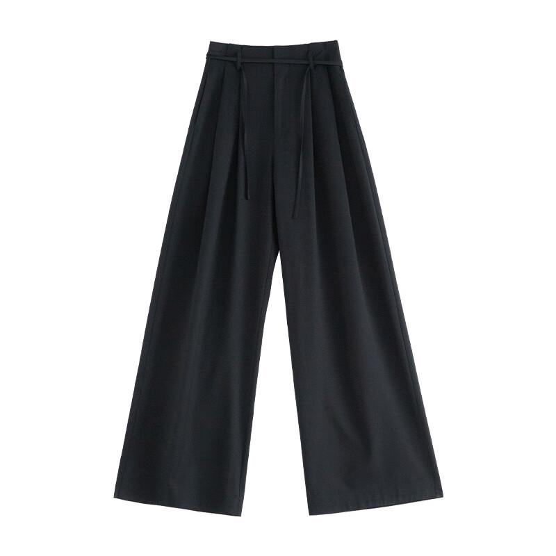 FAESSLIN Women's High-Waisted Drapey Wide-Leg Trousers