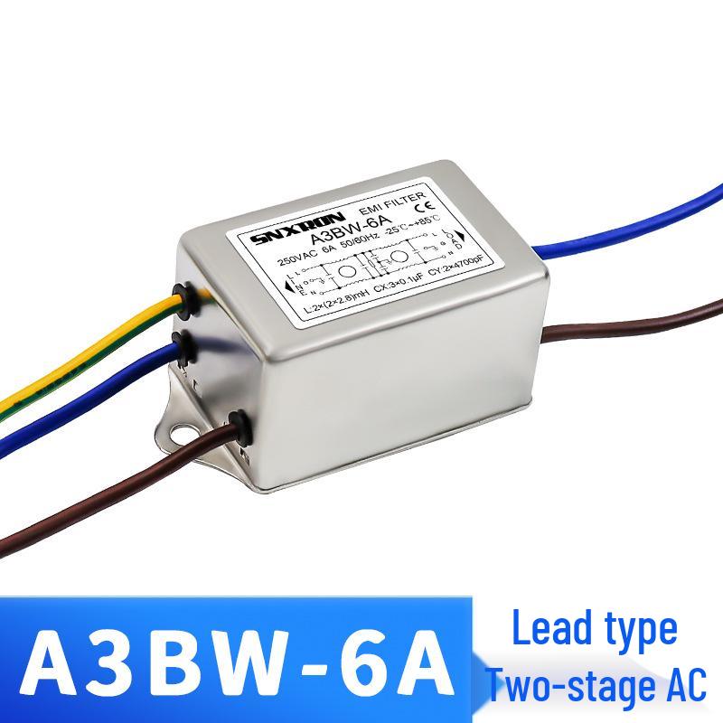 Single-Phase EMI AC Filter A1AW A3BW, 3A-10A, 16A Audio Interference Purifier, Single/Double Stage Lead-Out