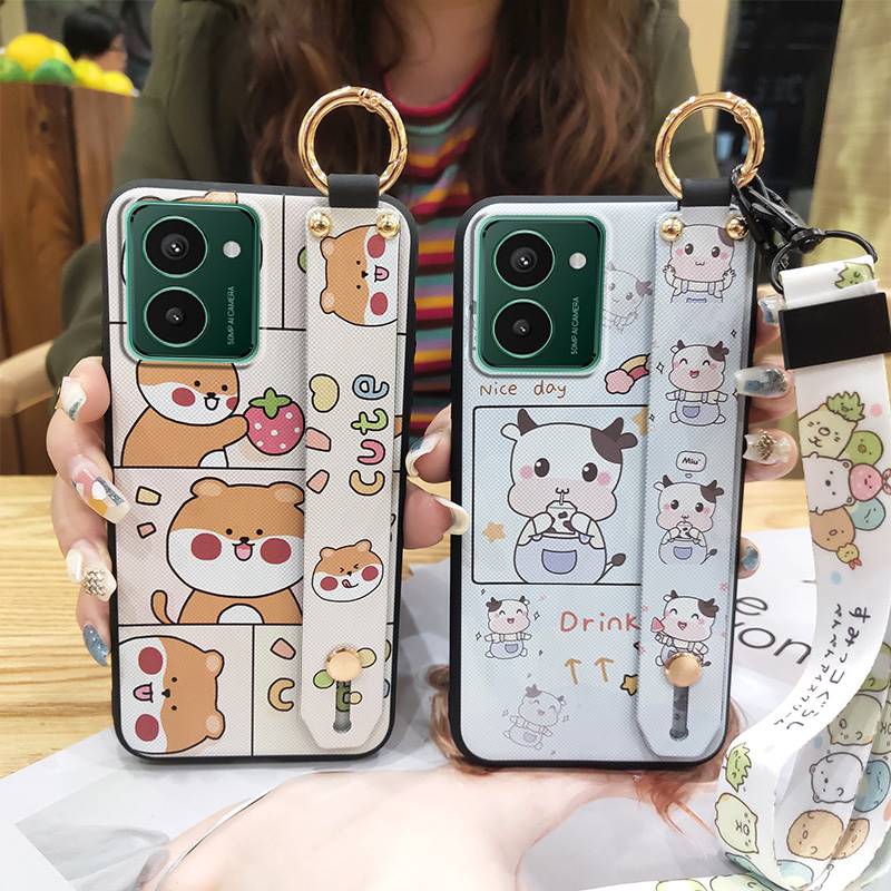 Cartoon Wristband Phone Case For Nokia HMD Pulse/Pulse+/Pulse Pro Shockproof Anti-knock Wrist Strap Fashion Design Ring