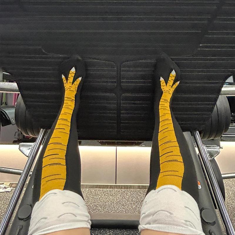 Мужские модные спортивные носки до икры с забавным принтом куриной лапы для весны и осени