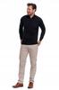 Men's Cotton Sweater with Stand-Up Collar and Zipper Elegant Cotton MORAJ 3XL BLACK