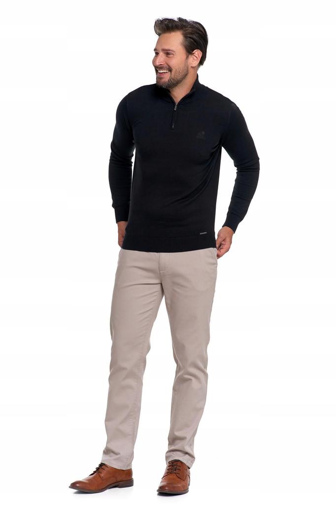 Men's Cotton Sweater with Stand-Up Collar and Zipper Elegant Cotton MORAJ 3XL BLACK