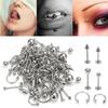 85PCS/Set Stainless Steel Eyebrow Bar Tongue Lip Nose Pircing Ear Studs Stainless Steel Mixed Body Jewelry Fashion Piercing Set