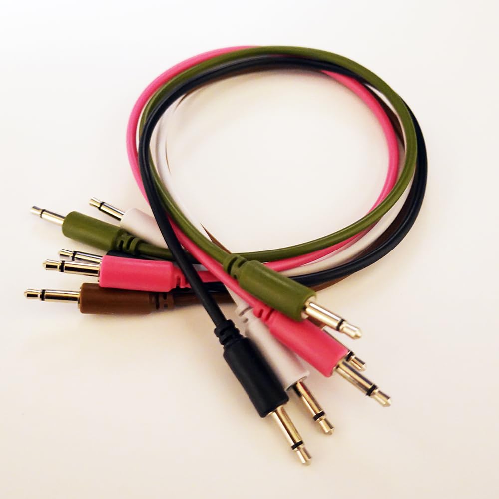 Modular synth patch cable set moss [LAMBDA] (white, black, brown, green, pink) (30cm)