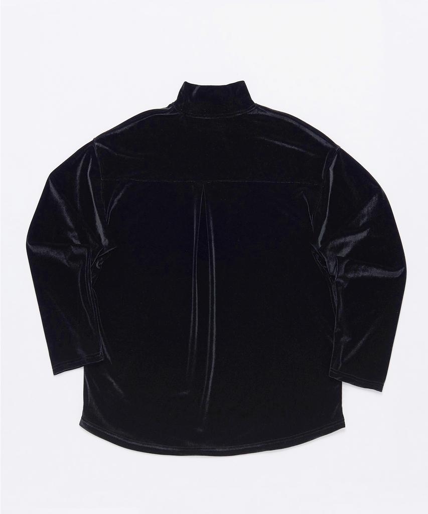 A NOTHING Drop-Shoulder Velvet Turtle-Neck Tee (Black)