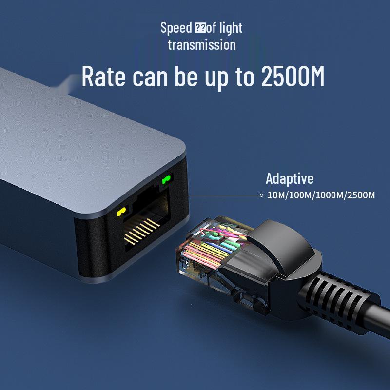 2,5G Сетевая карта USB-C, Адаптер Ethernet 3.1 на 2,5G, Высокоскоростная передача данных 2500 Мбит/с.