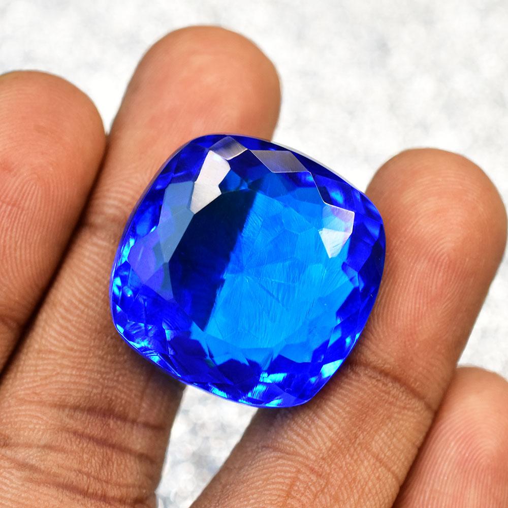 Natural Flawless Blue Sapphire 23x23mm Square Cushion Cut Gemstone