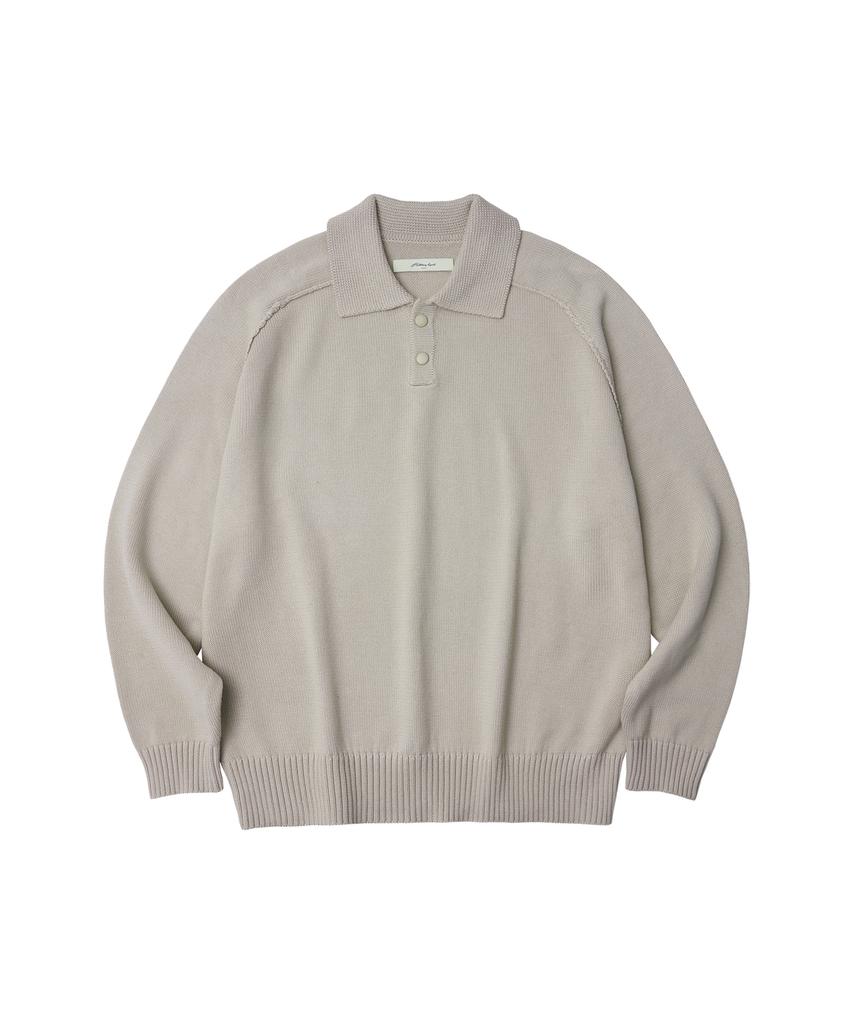 HALBKREIS LAYOUT T20038 Collar Raglan Knit_Grayish Beige
