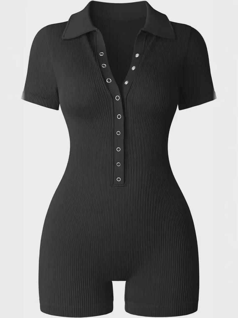 Женский комбинезон для йоги Cross-Border OQQ с воротником-стойкой и спортивными шортами на талии