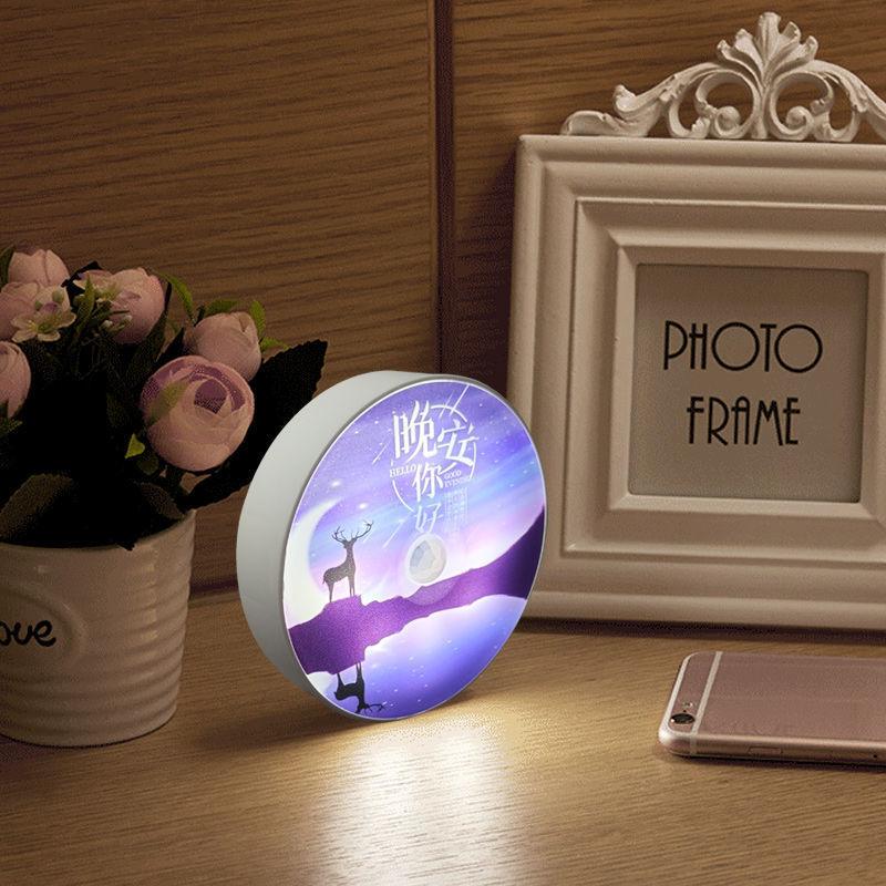 Rechargeable USB Magnetic Small Night Lights Mini Portable Bedside Lamp LED 3 Modes Eye Protection Small Round Lamp with Switch