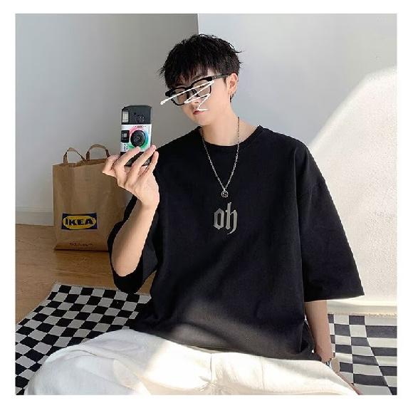 Футболка с коротким рукавом, мужская модная брендовая летняя свободная футболка с коротким рукавом 2024 года, новинка от знаменитостей из интернета, мода, простой принтованный топ