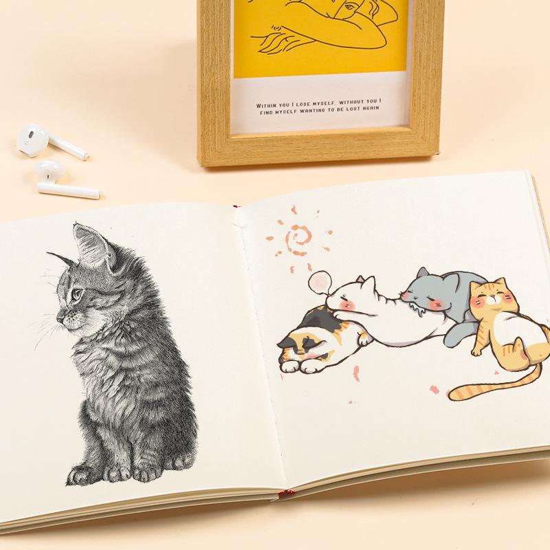 Square Blank Notebook That Can Be Laid Flat Portable Sketchbook Quick Sketch Book Thickened Notebook Drawing Book Especially for Art Students