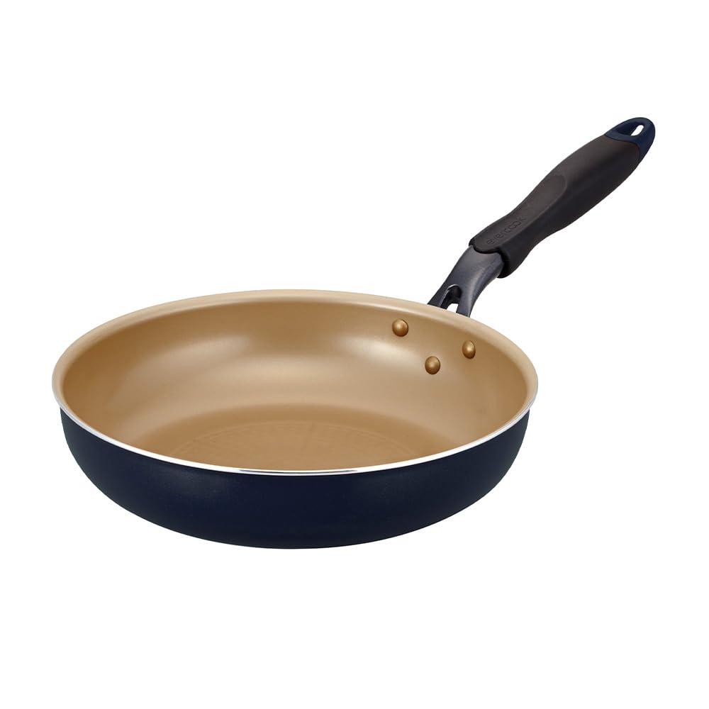 Сковорода Evercook, совместима со всеми источниками тепла, Doshisha, 26 см, (Совместимость с IH), Гарантия 500 дней, антипригарное покрытие, без PFOA/PFOS, темно-синий цвет.