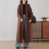 Осень и зима новый однотонный повседневный простой вязаный кардиган женский свободный ленивый стиль длинный свитер куртка