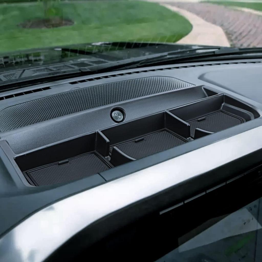 Auovo Dashboard Organizer Tray for Ford F150 2021 2022 2023 Center Console Car Dashboard Accessories Phone Holder ABS Insert Secondary Storage Box