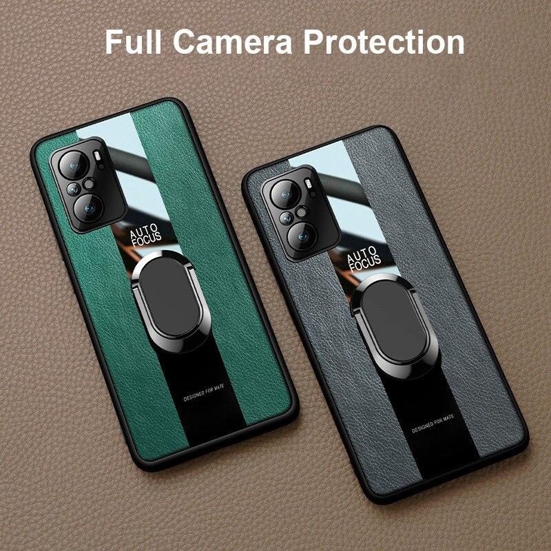 Luxury Plexiglass Leather Phone Case for XIAOMI MI 12x 11 10 11T 9 10t 8 PRO Car Holder Ring Shockproof Protect Silicone Back Cover for MI 12 Ultra