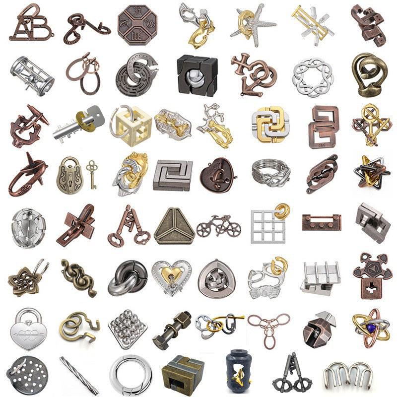 Kongming Lock Puzzle Set: Nine Interlocking Alloy Rings - Educational Disentanglement Toy